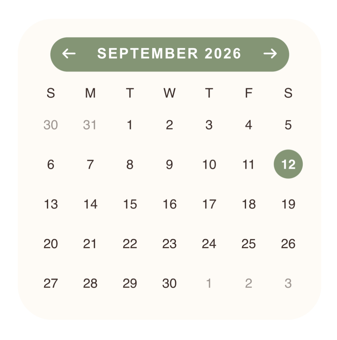 green calendar widget