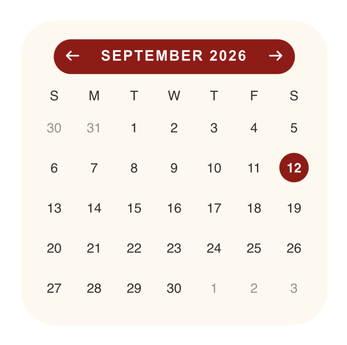 red calendar widget