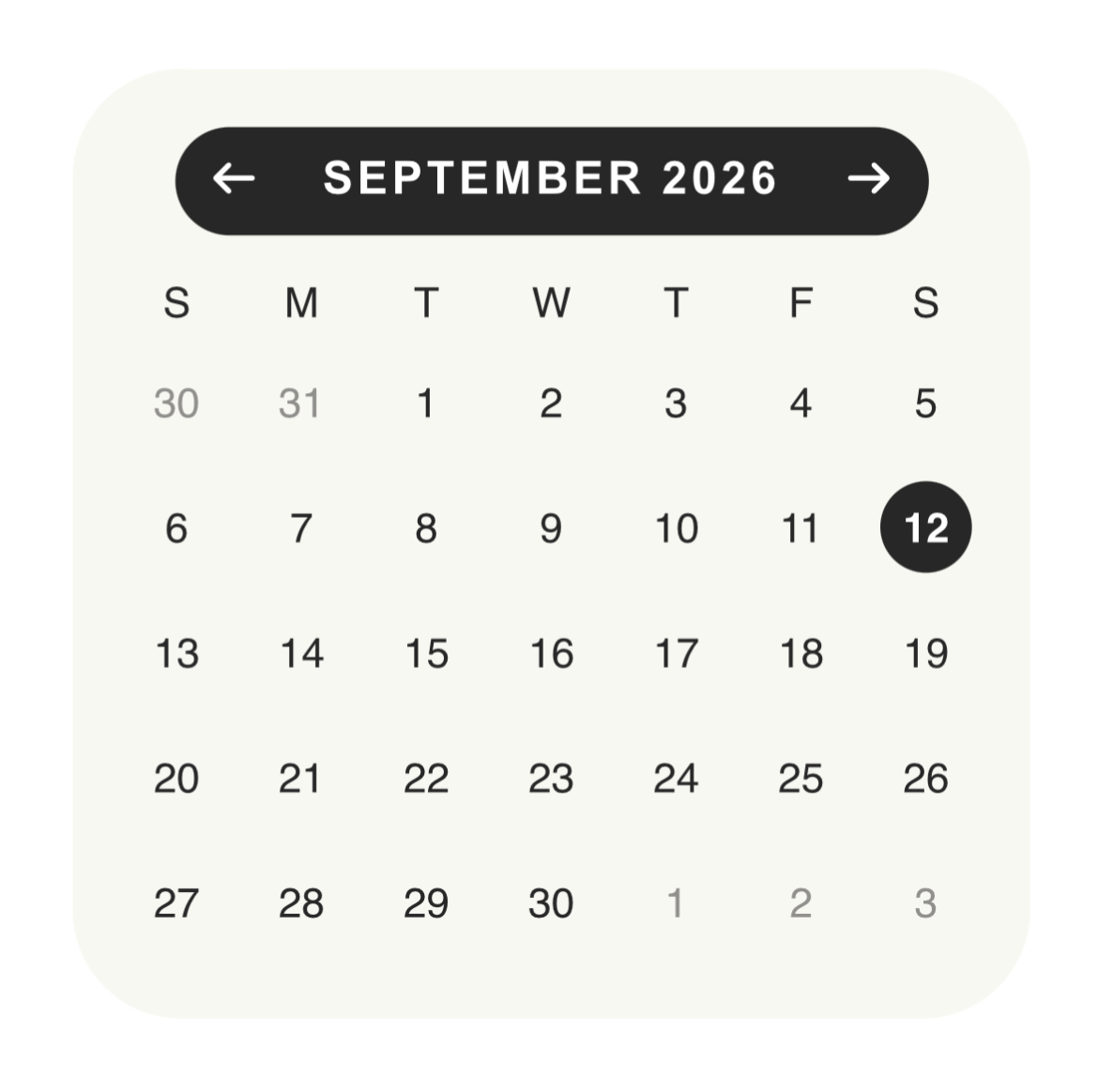 black calendar widget