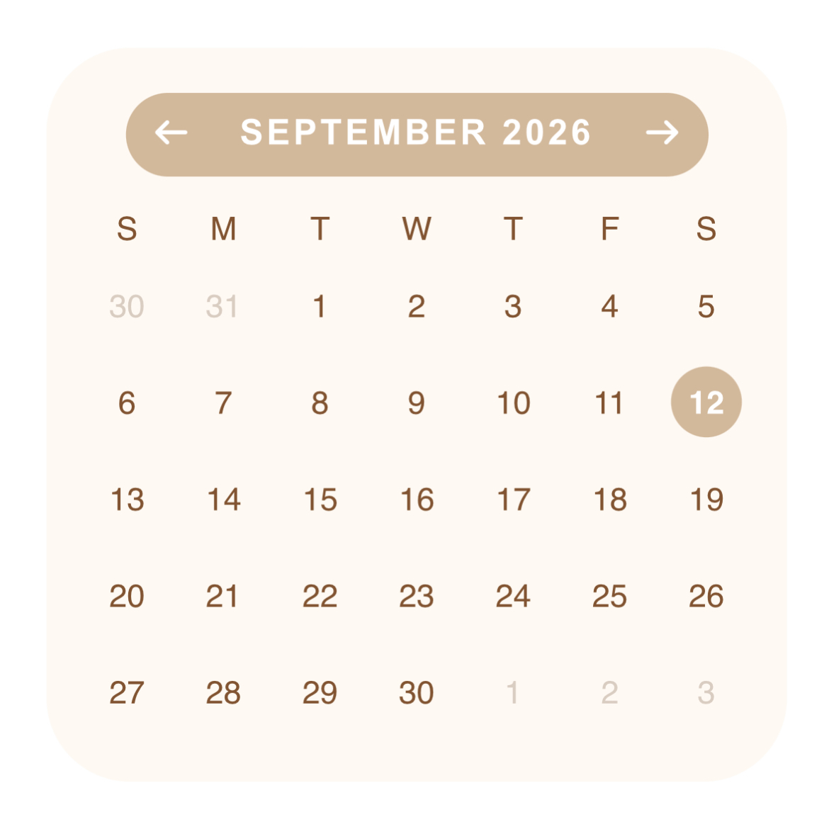 brown calendar widget